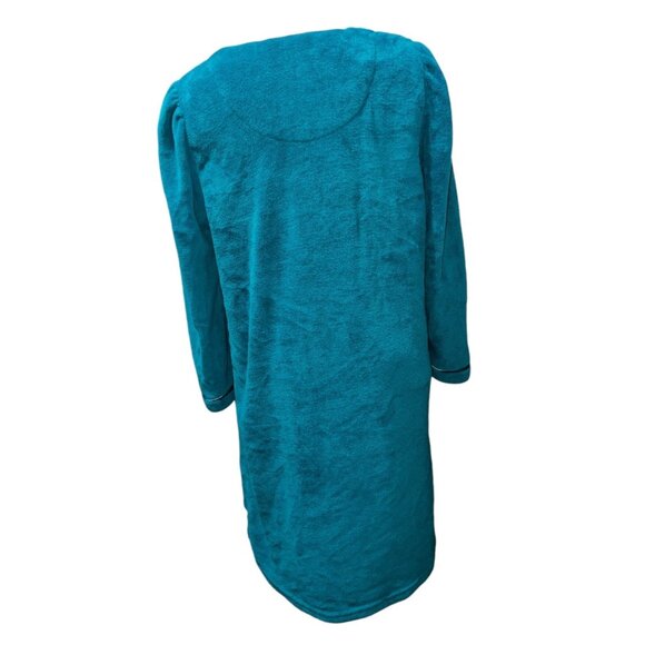 Vintage Rebecca Malone Blue Velour Floral Embroidered Sleep Nightgown Robe Sz XL - Picture 15 of 16